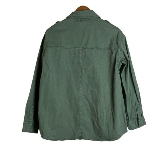 Zara‎ green denim button down shirt. Size small - Picture 4 of 7